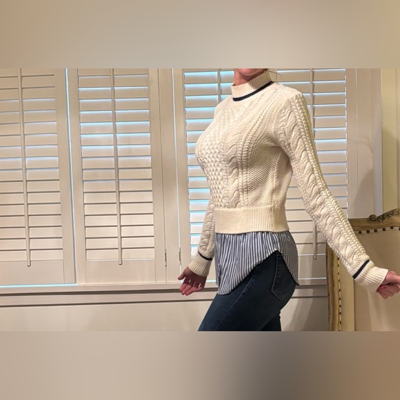 Veronica Beard cable knit mixed media sweater - Picture 7 of 14